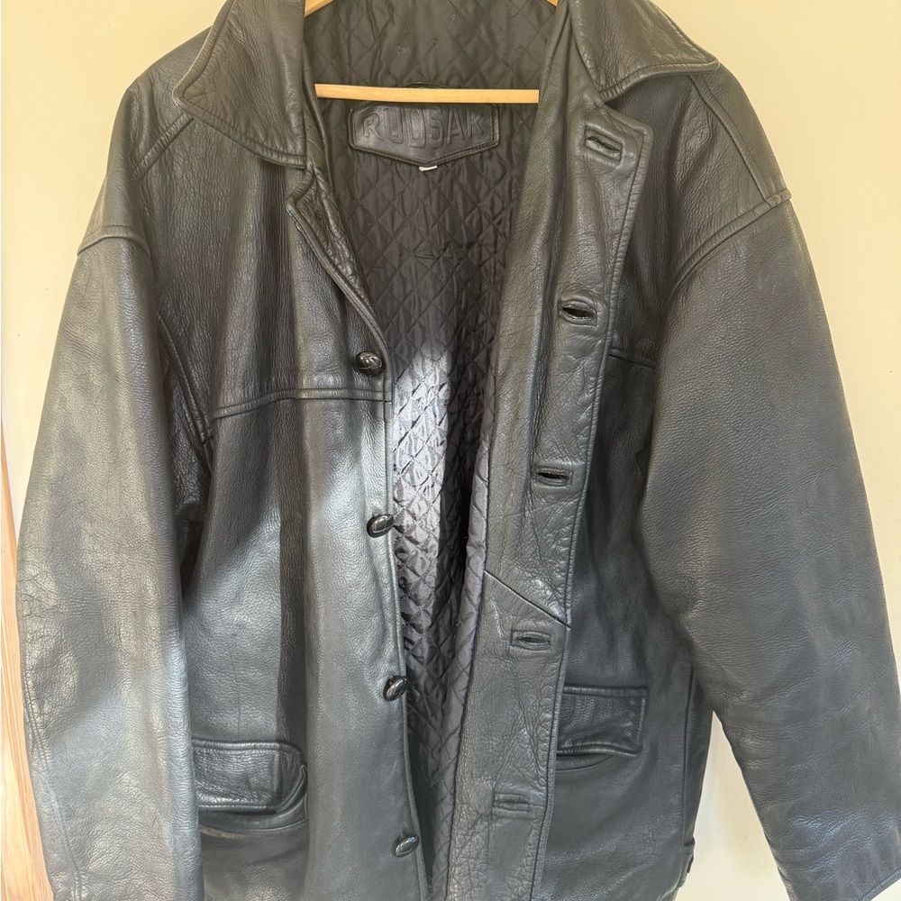 Rudsak Black Leather Jacket Vintage Quilted Lining
